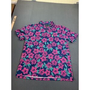 William Murray Polo Shirt Mens XL Blue Floral Golf Stretch Performance Tropical